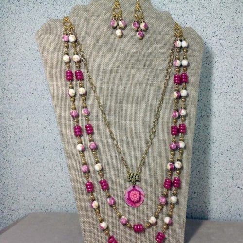 Hot Pink Pearls & Patina