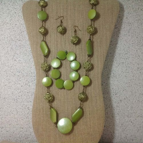 Peridot Green Acrylics & Antique Brass