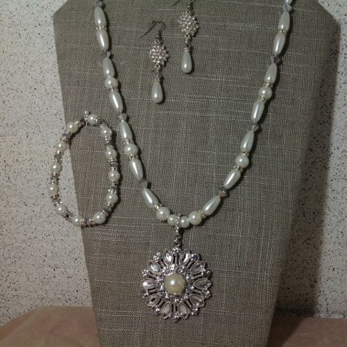 White & Silver Rhinestone Sunburst