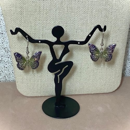 Sparkly Butterfly in Purple and Green Butterfly Earrings
