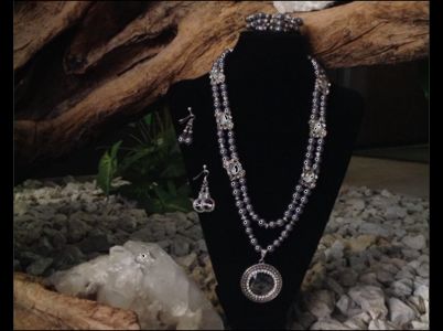 1. DoubleStrung Glass Pearls w/Rhinestone Accents $49.95
Bracelet $29.95
Earrings $14.95 - SOLD 1. DoubleStrung Glass Pearls w/Rhinestone Accents - SOLD