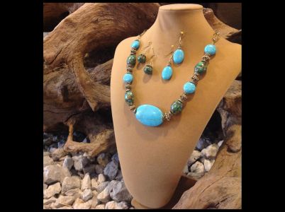 8. Turquoise dyed Magnesite & Turquoise Conglomerate $59.95 Earrings $12.95 & $14.95 - SOLD 8. Turquoise dyed Magnesite & Turquoise Conglomerate - SOLD