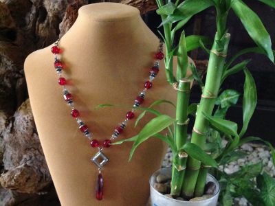 15. Mixed Red Glass with Rhinestone Rondelles $34.95 15. Mixed Red Glass with Rhinestone Rondelles