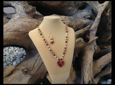 19. Firepolished Glass & Pearls with Swarovski Crystal Heart $35.95 Earrings $12.95 - SOLD 19. Firepolished Glass & Pearls with Swarovski Crystal Heart - SOLD