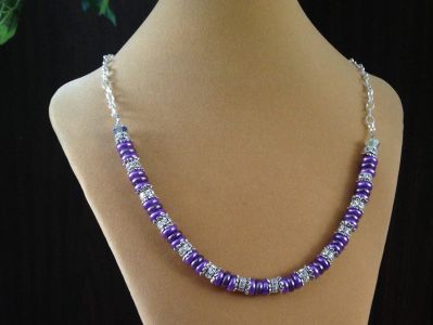 27. Purple Wafer Pearls with Rhinestone Rondelles $29.95 27. Purple Wafer Pearls with Rhinestone Rondelles