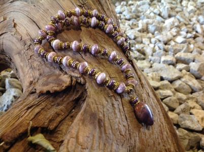 45. Vintage German Glass, Wafer Pearls & Purple Jasper SOLD 45. Vintage German Glass, Wafer Pearls & Purple Jasper
