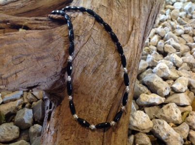 43. Black Onyx Rice Beads w/Swarovski Crystals & Rhinestones 43. Black Onyx Rice Beads w/Swarovski Crystals & Rhinestones