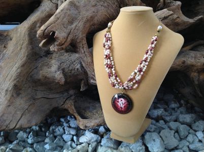 23. Hand-Painted Russian Focal with Faceted Pearls $74.95 23. Hand-Painted Russian Focal with Faceted Pearls