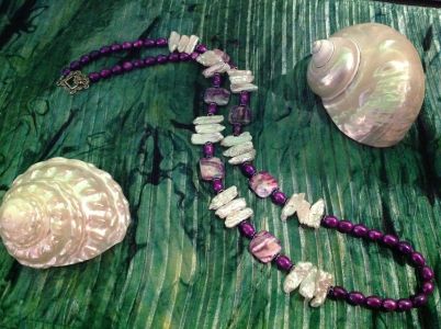 7. Electric Purple Potato and White Biwa Pearls $54.95 Cindy Larsen Design Necklace