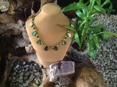 20. Apple-Colored Paua Shells with Swarovski Crystals SOLD 20. Apple-Colored Paua Shells with Swarovski Crystals